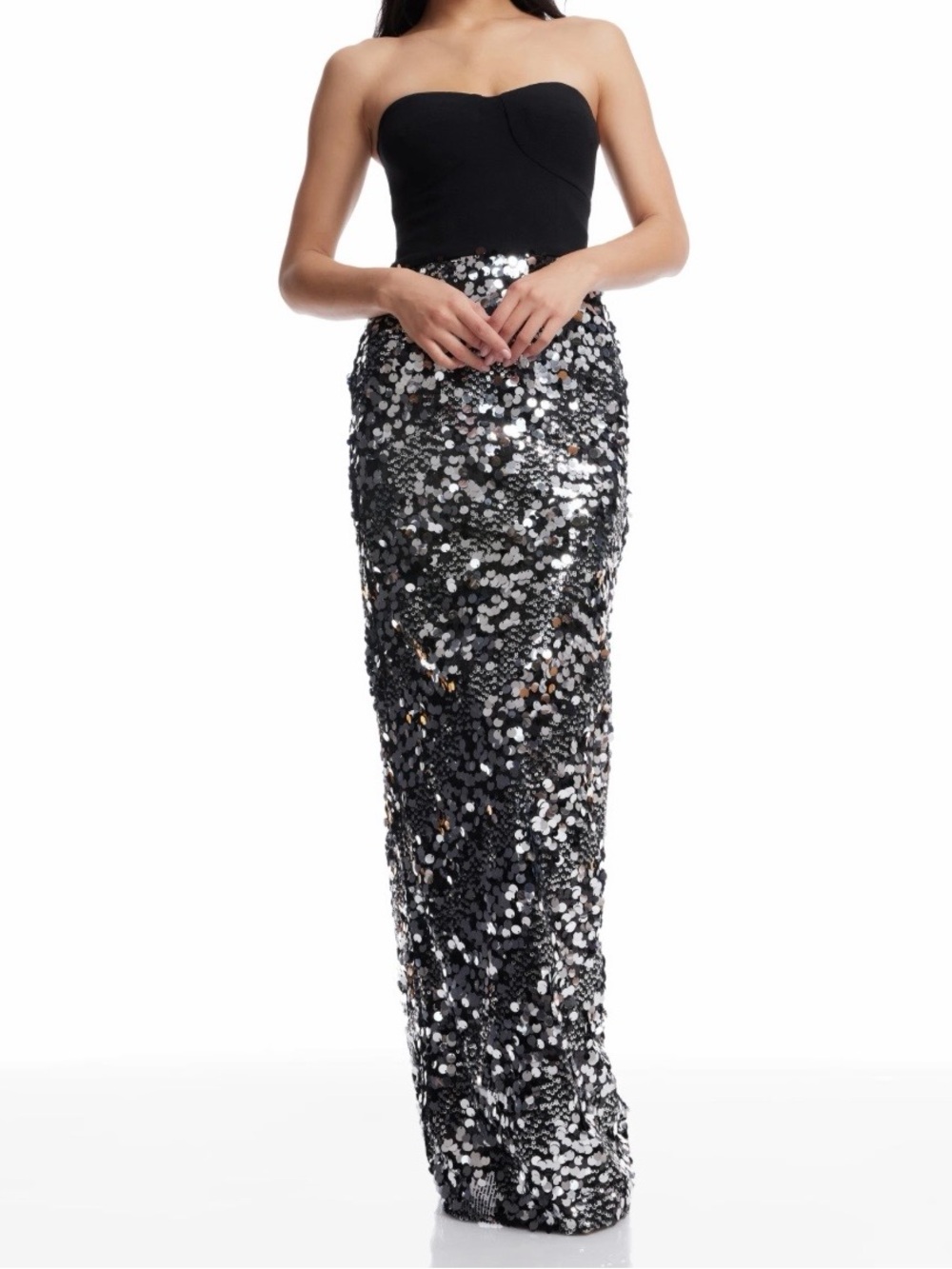 NWT Sz XXS Dress the Population Black with Sequins Maxi Dress